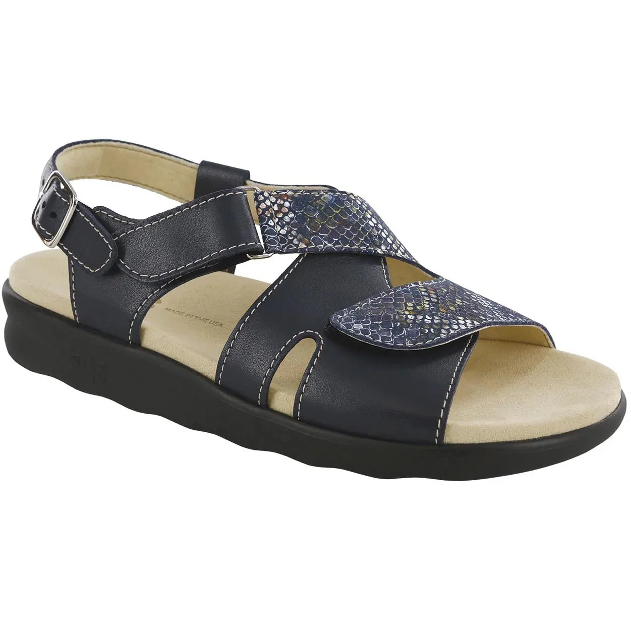 SAS Women's Huggy NAVY SNAKE @BRANDYSSHOES