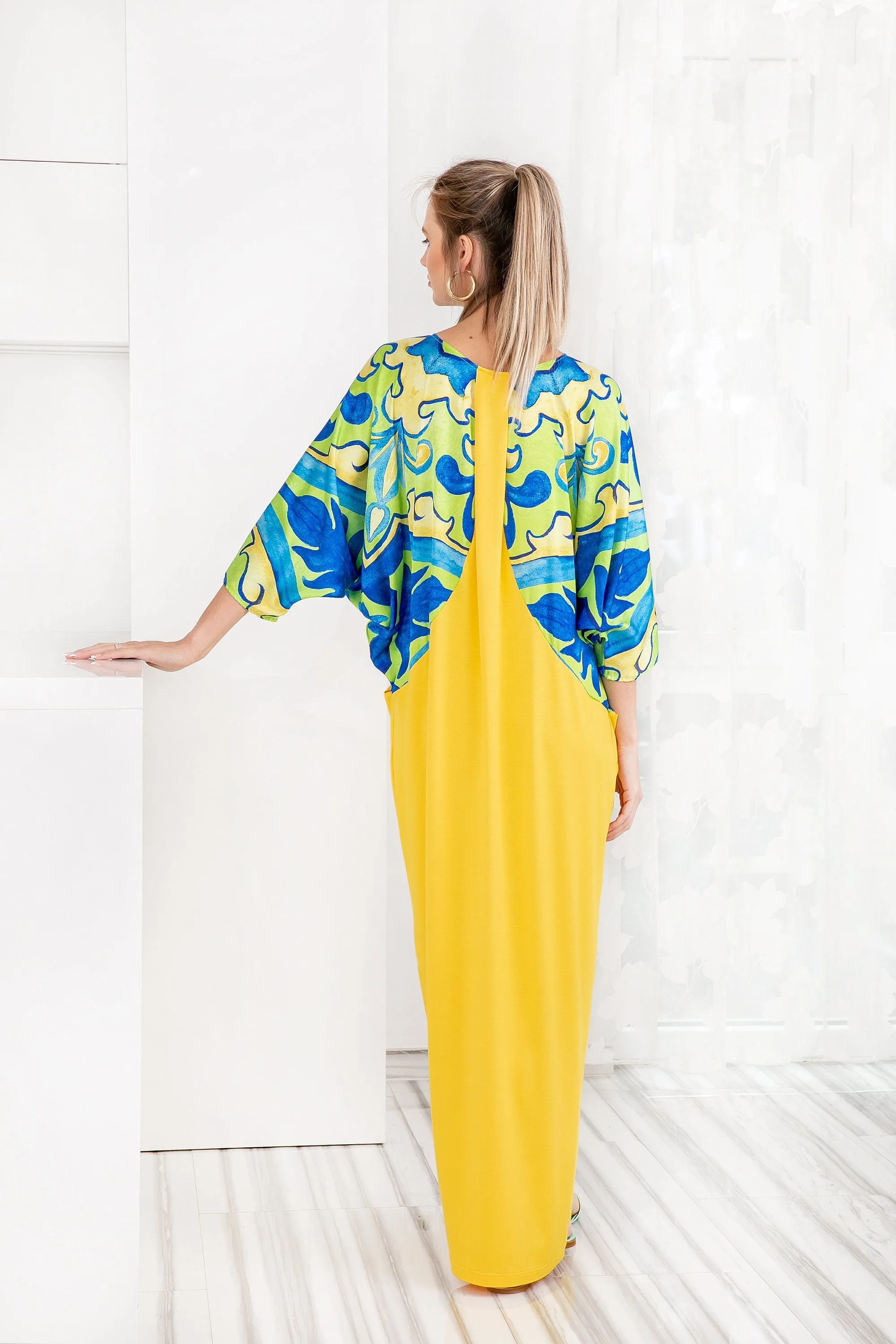 Satin Caftan Dress, Yellow Kaftan Dress, Robe, Yellow Maxi Dress, Long Sleeve Maxi Dress, Elegant Dress, Plus Size Maxi Dress, Elegant Robe