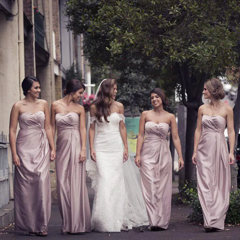 Sexy Wisteria Sweetheart Trapless Pleats Sheath Long Bridesmaid Dress, BD3214