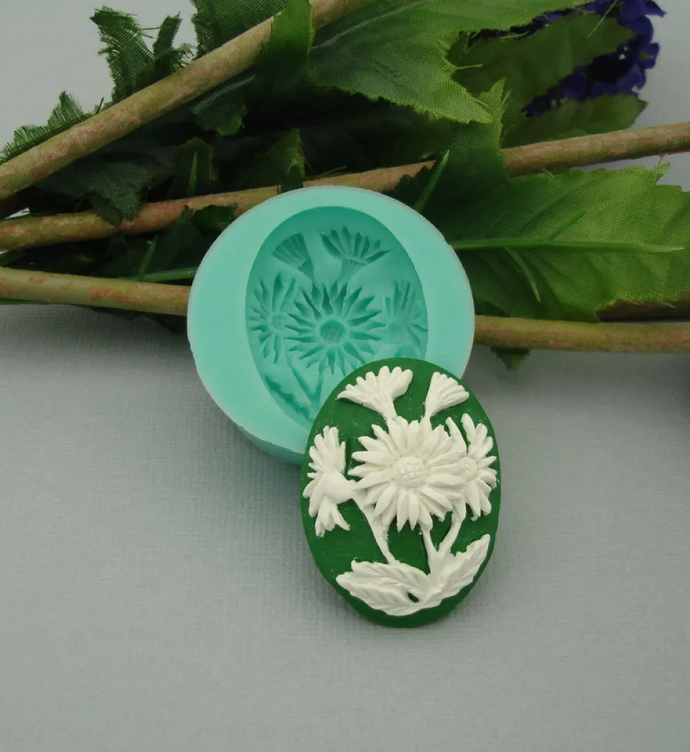 Silicone Mold White Flower Cameo for Crafts, Resin, Polymer Clay.