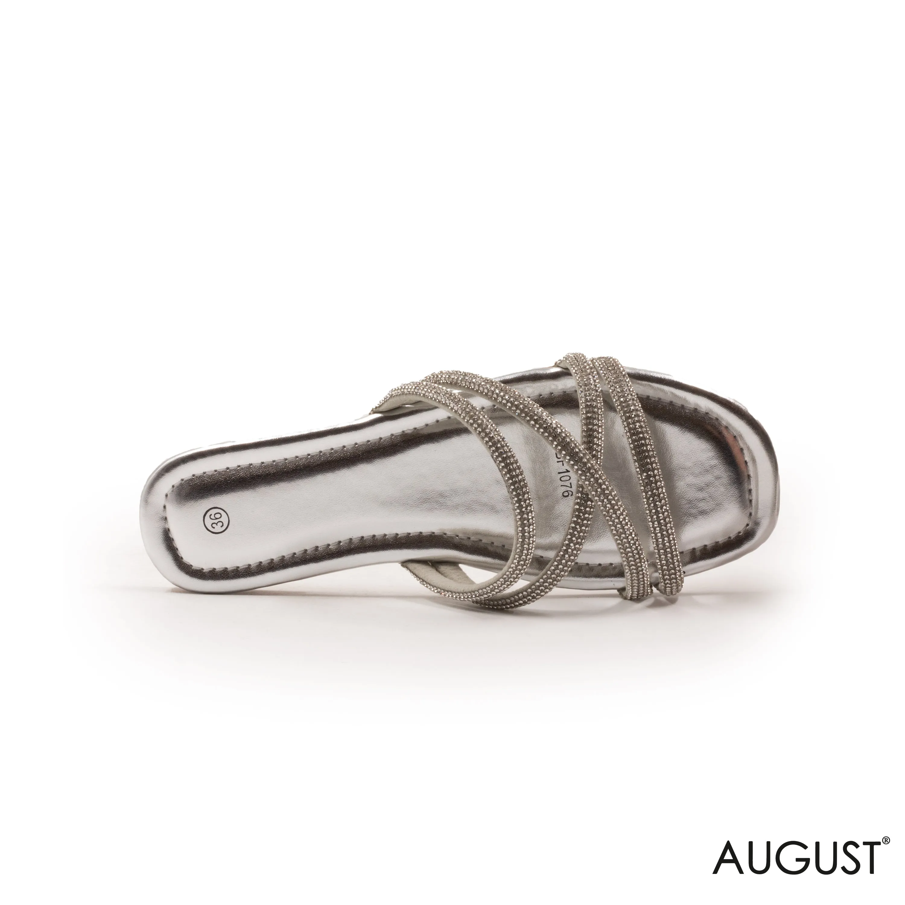 SILVER STRAPS SLIPPER WITH FLAT SOLE