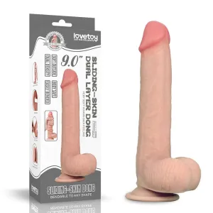Sliding Skin Dual Layer Dong -  23 cm (9'') Dong with Flexible Skin