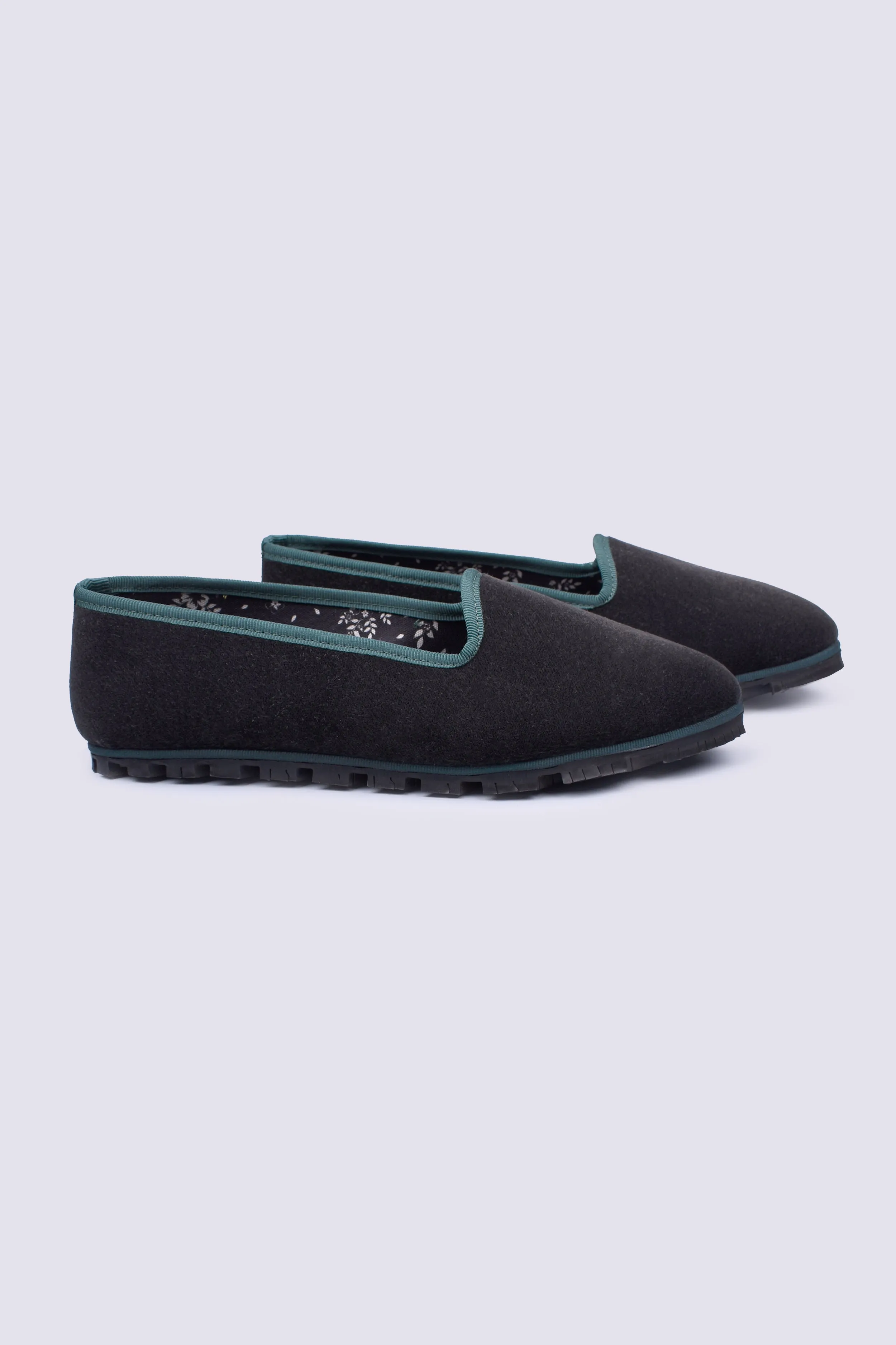 Slippers Bicolor Terciopelo Negro