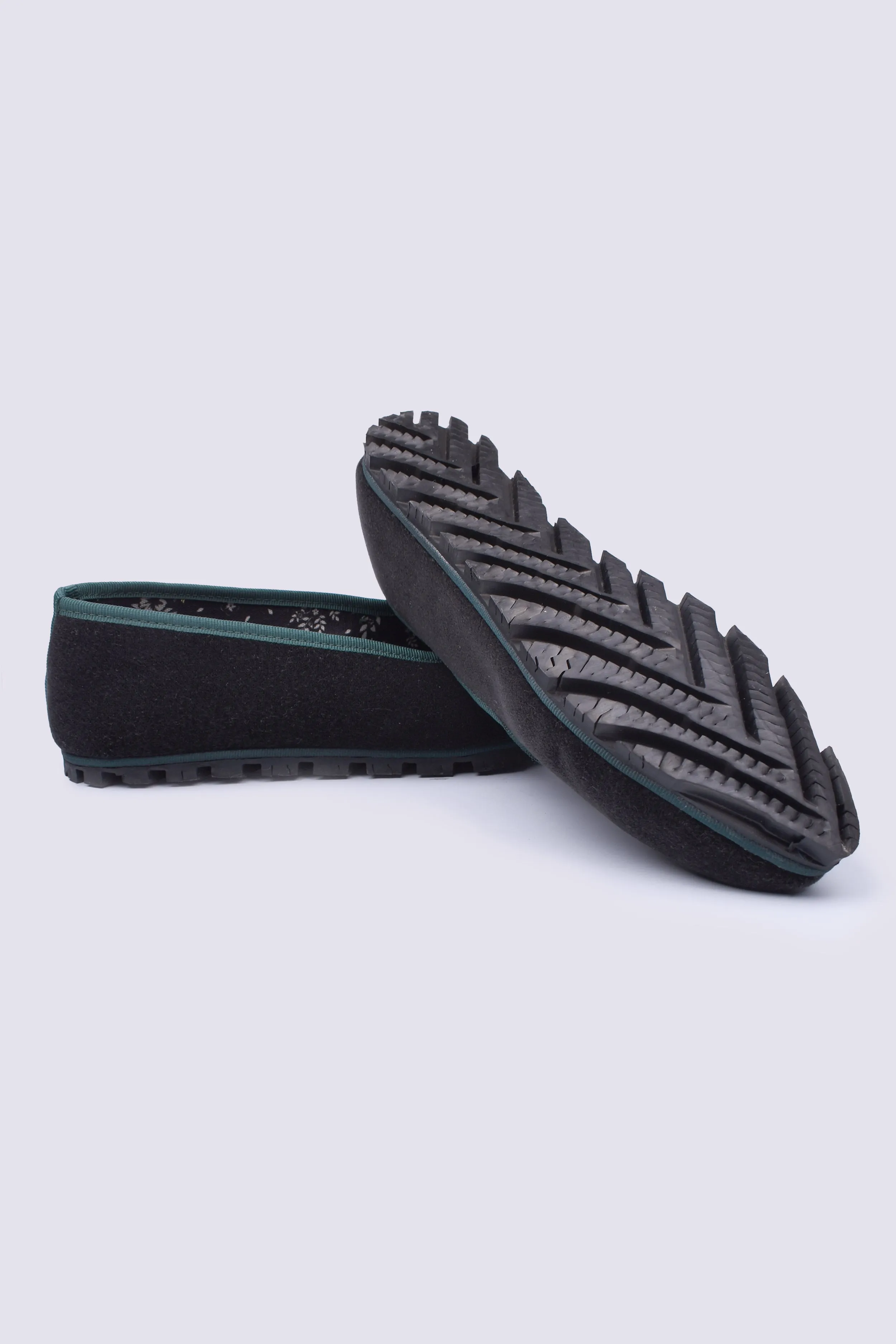 Slippers Bicolor Terciopelo Negro