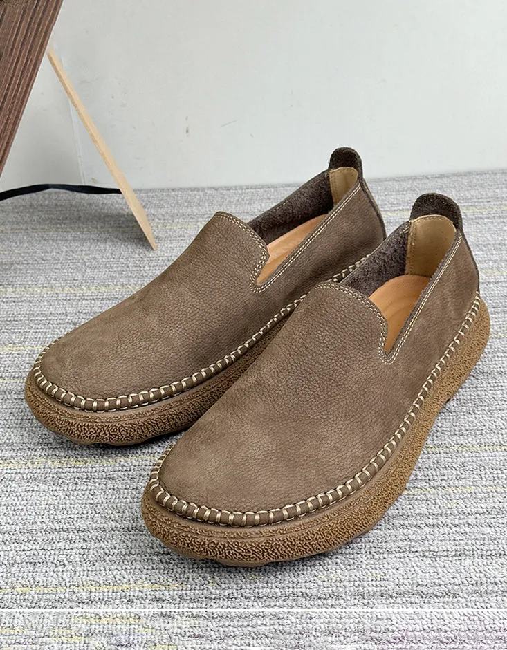 Soft Leather Round Toe Comfortable Shoes Loafers for Men