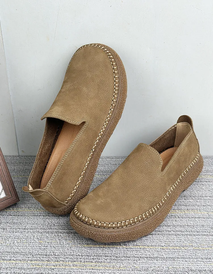 Soft Leather Round Toe Comfortable Shoes Loafers for Men
