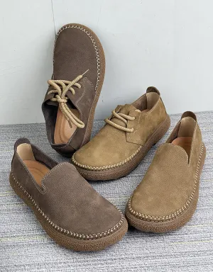 Soft Leather Round Toe Comfortable Shoes Loafers for Men