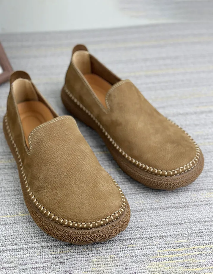 Soft Leather Round Toe Comfortable Shoes Loafers for Men