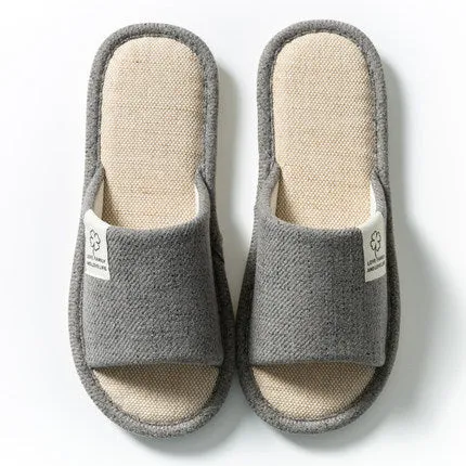 Spring Autumn Linen Indoor Slippers for Women, Cozy Cotton Linen Home Shoes for Couples