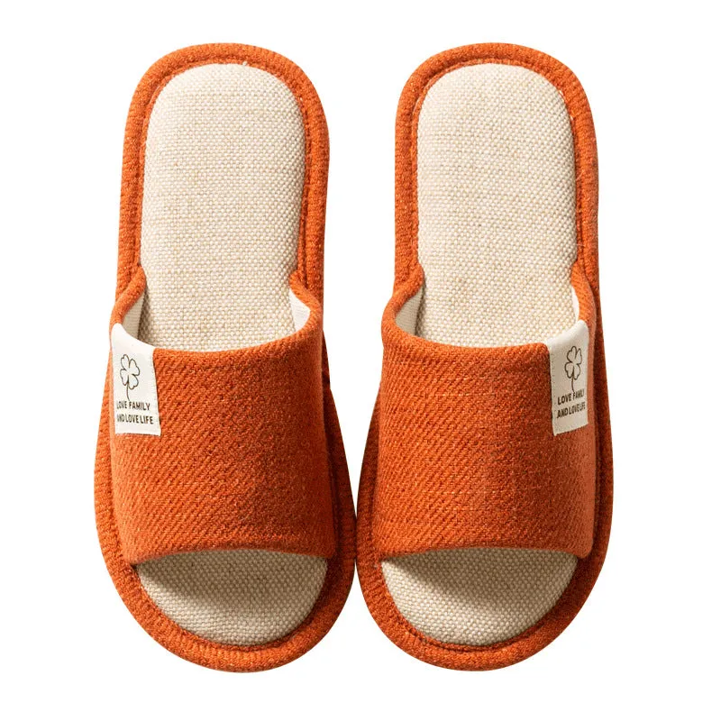 Spring Autumn Linen Indoor Slippers for Women, Cozy Cotton Linen Home Shoes for Couples