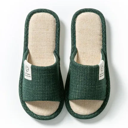 Spring Autumn Linen Indoor Slippers for Women, Cozy Cotton Linen Home Shoes for Couples