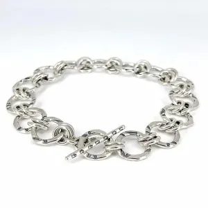 Sterling Silver Circles Bracelet with Hand-stamped Pattern