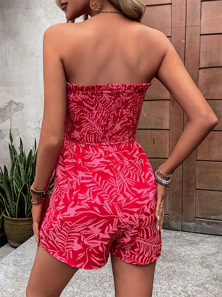 Strapless Smocked Romper | Tube Top Drawstring Jumpsuit