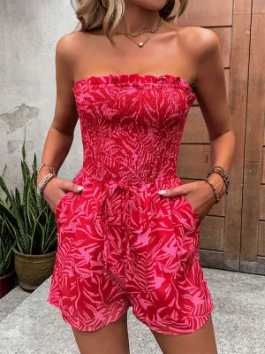 Strapless Smocked Romper | Tube Top Drawstring Jumpsuit