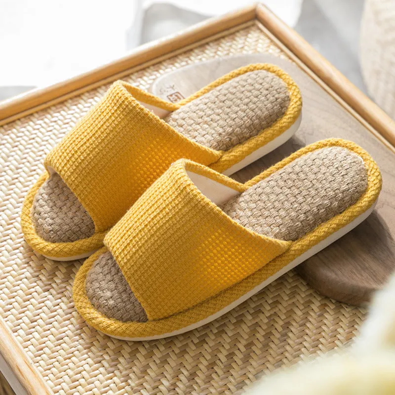 Summer Indoor Trendy  Linen Home Slippers Couple Slippers for Men and Women