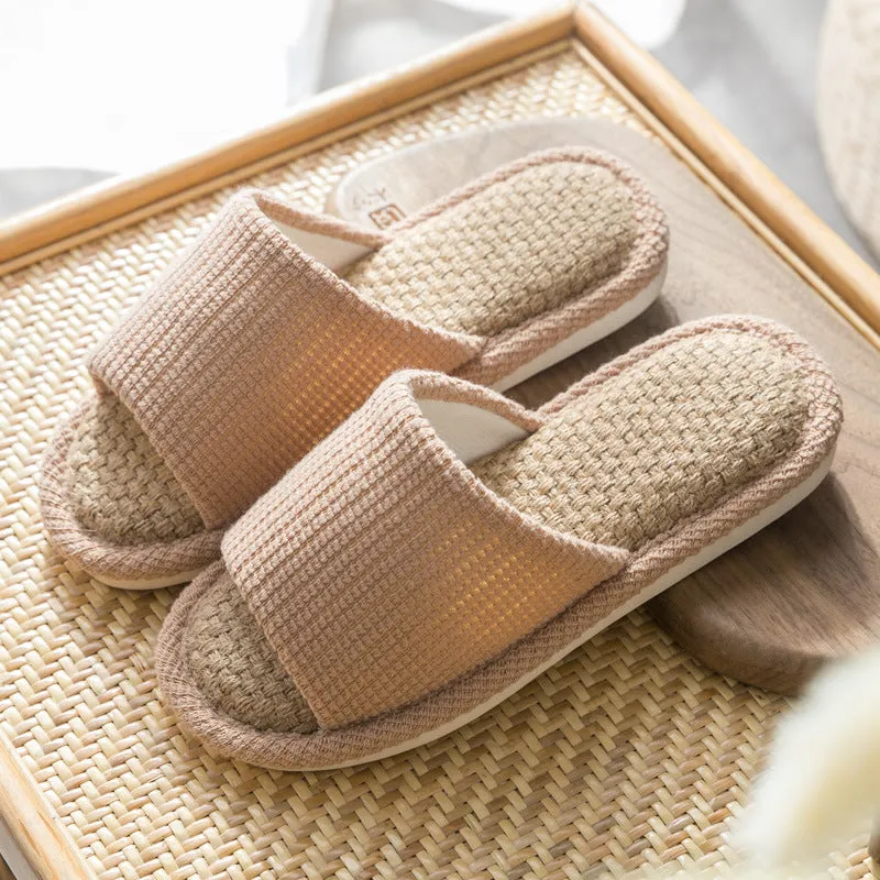 Summer Indoor Trendy  Linen Home Slippers Couple Slippers for Men and Women