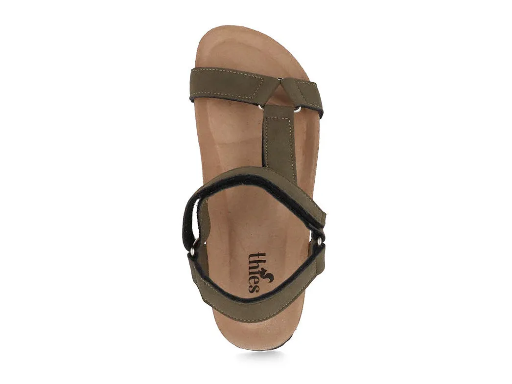 Thies Women Vegan Sandals 'Eco Bio Trek', khaki
