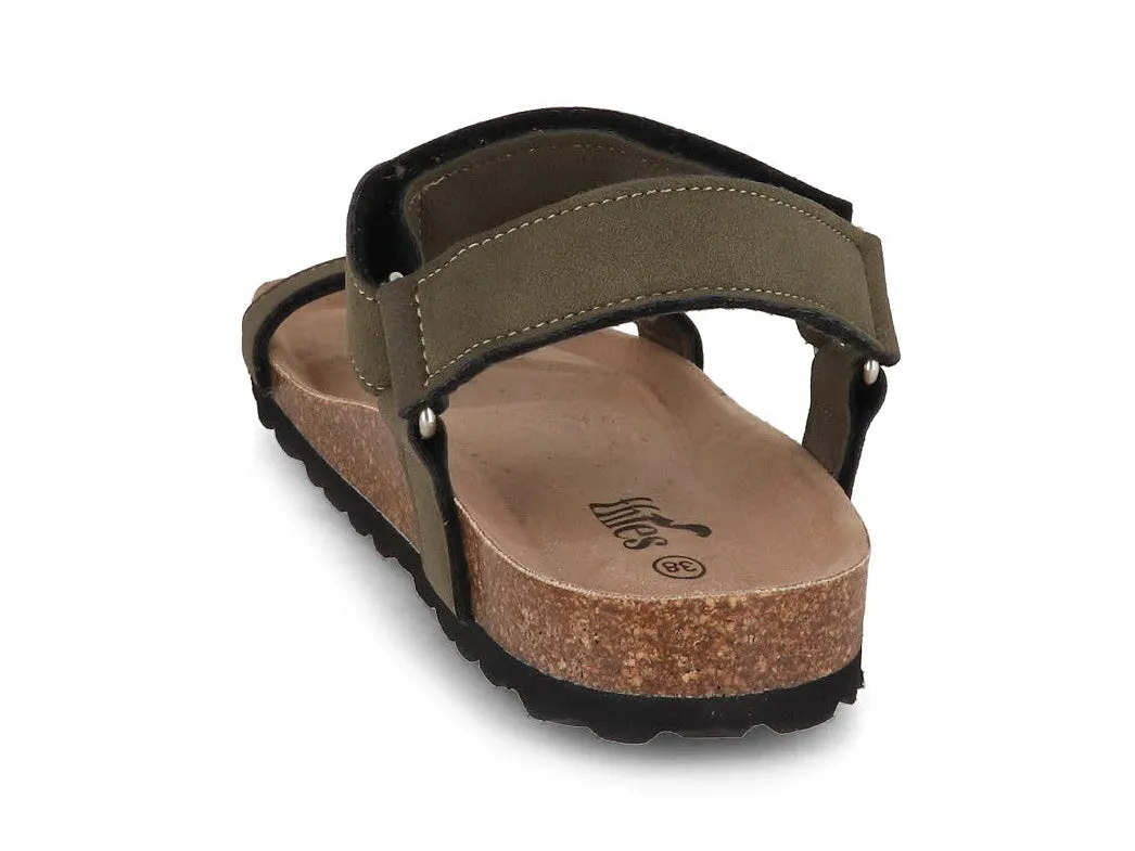 Thies Women Vegan Sandals 'Eco Bio Trek', khaki