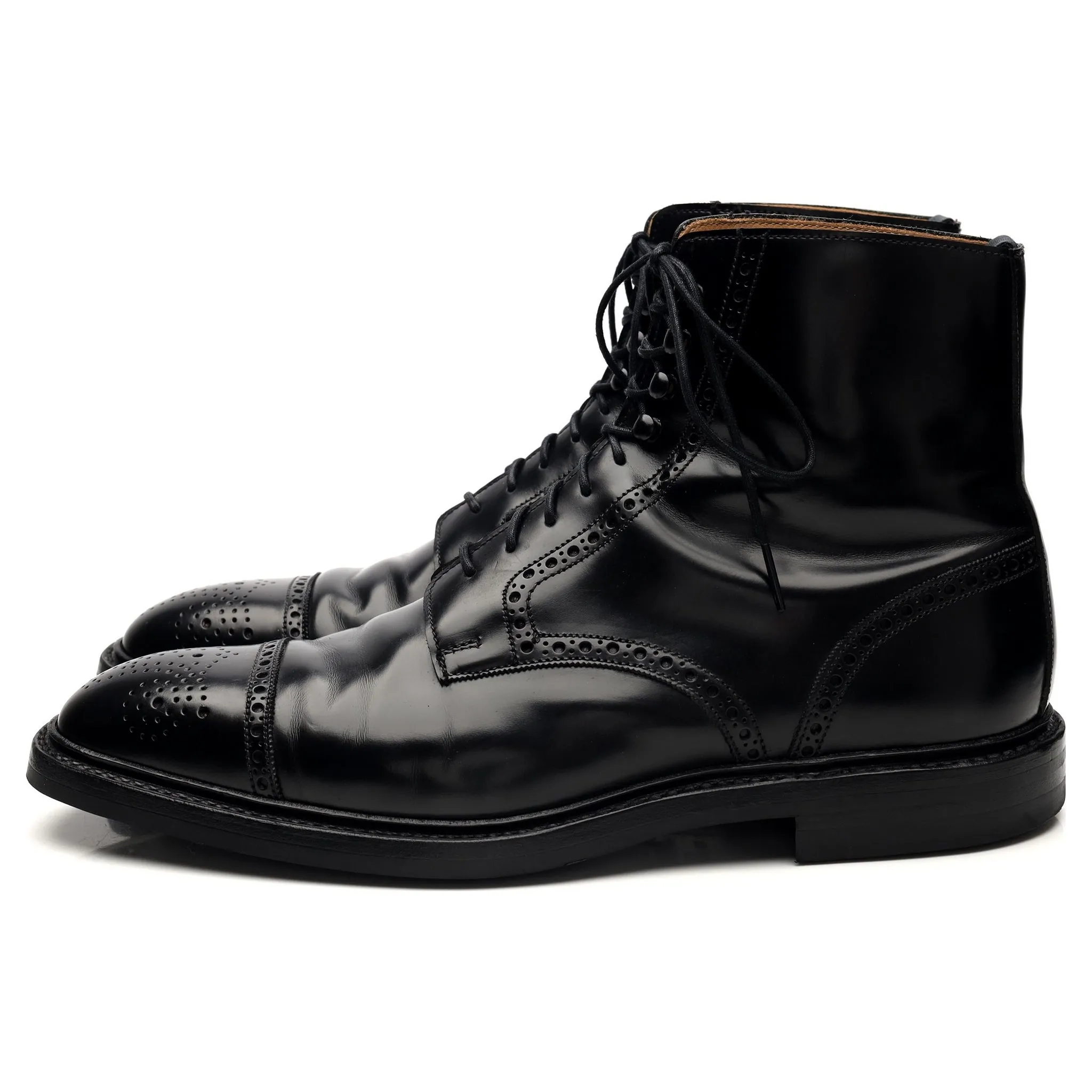 'Toby' Black Leather Brogue Boot UK 8.5 E