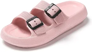 TREEMALL Pillow Sandals Cloud Slides for Women Men,Quick Drying Buckle Sandals Non-Slip Open Toe Double Strap Sandals