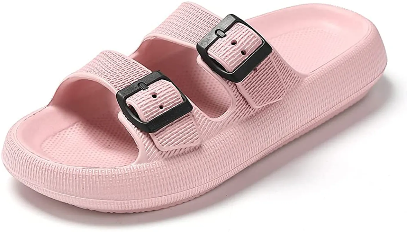 TREEMALL Pillow Sandals Cloud Slides for Women Men,Quick Drying Buckle Sandals Non-Slip Open Toe Double Strap Sandals