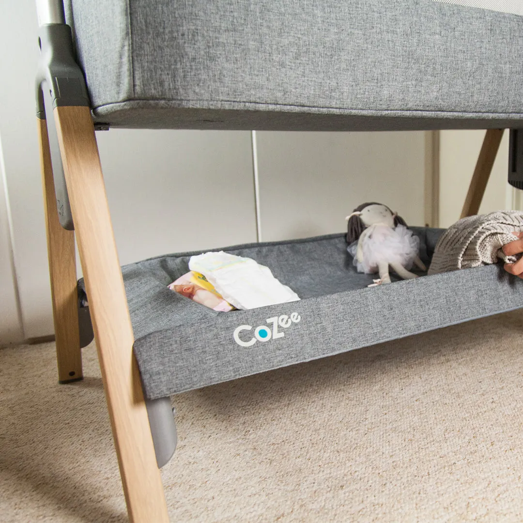 Tutti Bambini CoZee Bedside Crib - (Oak & Midnight Blue)  Castor  Rocking Bar- BundelPack (1 year warranty)
