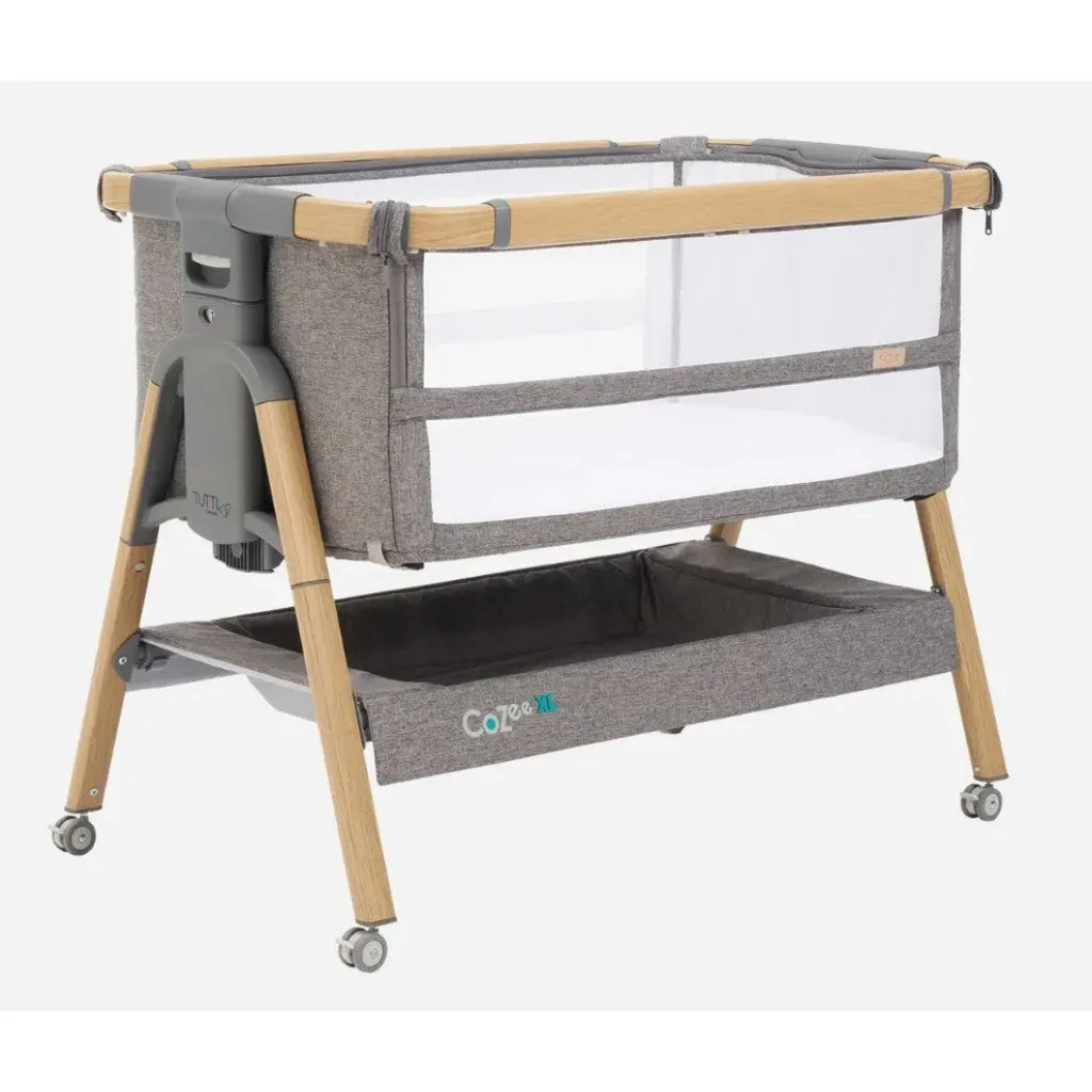 Tutti Bambini CoZee Bedside Crib - (Oak & Midnight Blue)  Castor  Rocking Bar- BundelPack (1 year warranty)