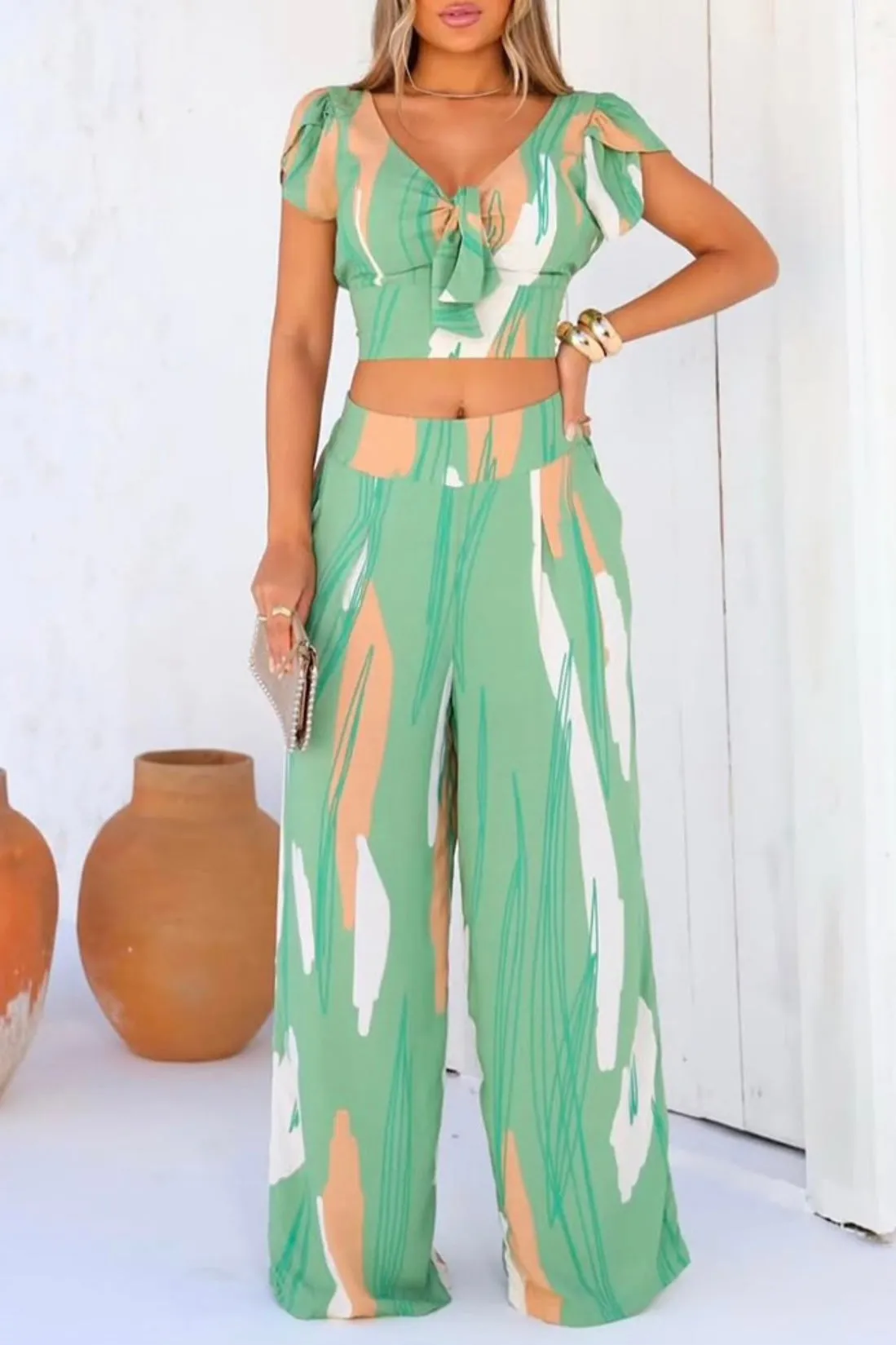 Vera™ – 2-Piece Colorblock Puff Sleeve Set