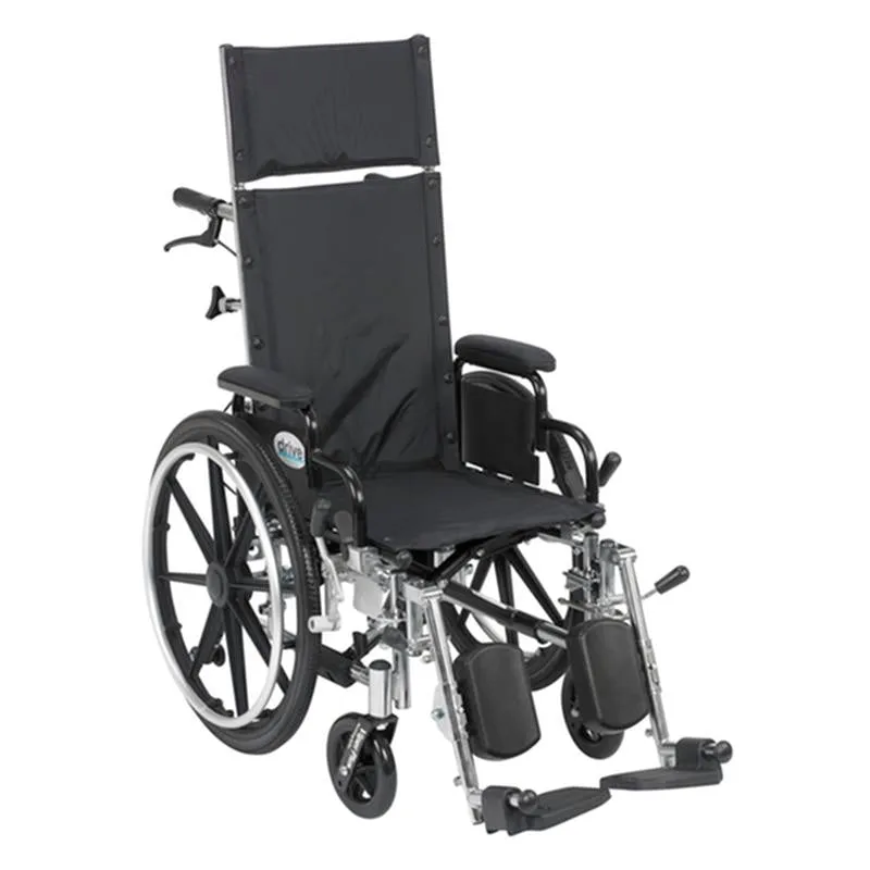 Viper Plus Light Weight Reclining Wheelchair with Elevating Leg Rests and Flip Back Detachable Arms, 14" Seat - 1 Each
