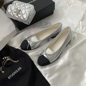 Women Leather Bowknot Flats Single Fashion Lady Round Toe Light Loafers Ballet Pumps