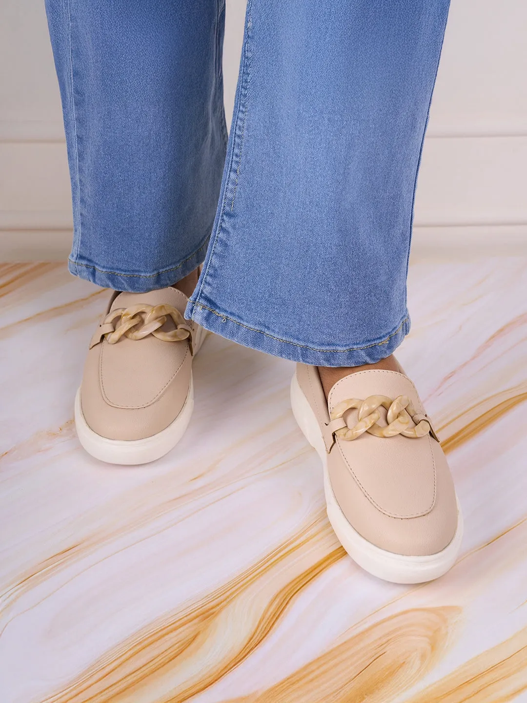 Women's Beige Casual Slip On (IU1018)