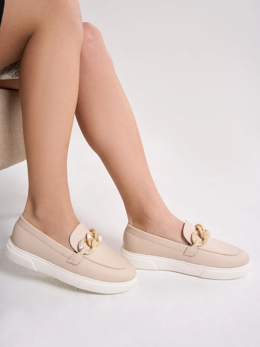 Women's Beige Casual Slip On (IU1018)