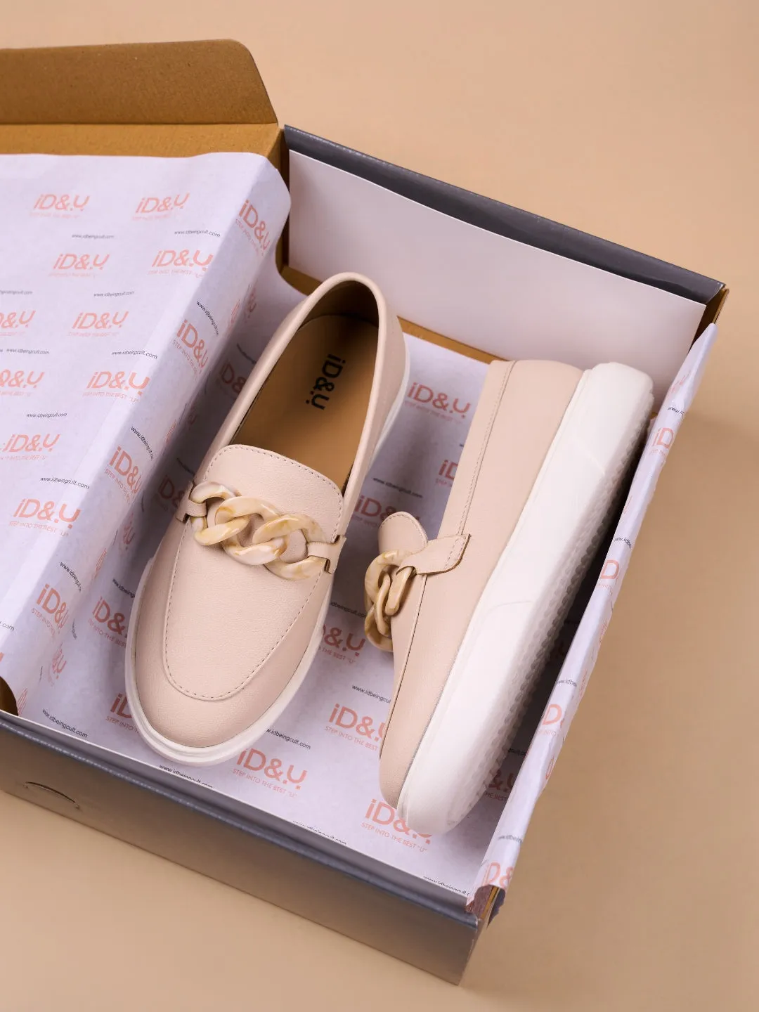 Women's Beige Casual Slip On (IU1018)