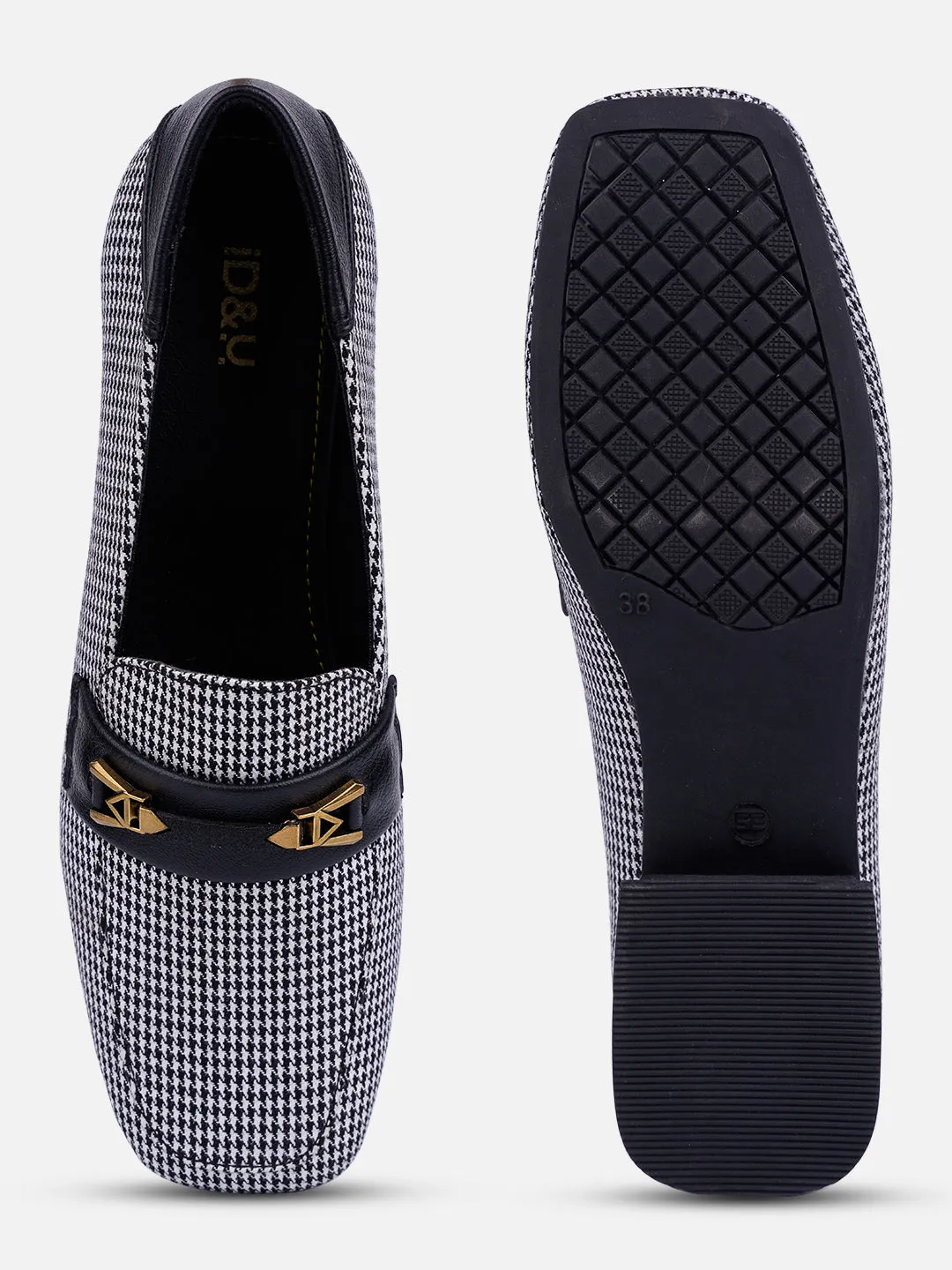 Women's Black/White Casual Slip On (IU2009)