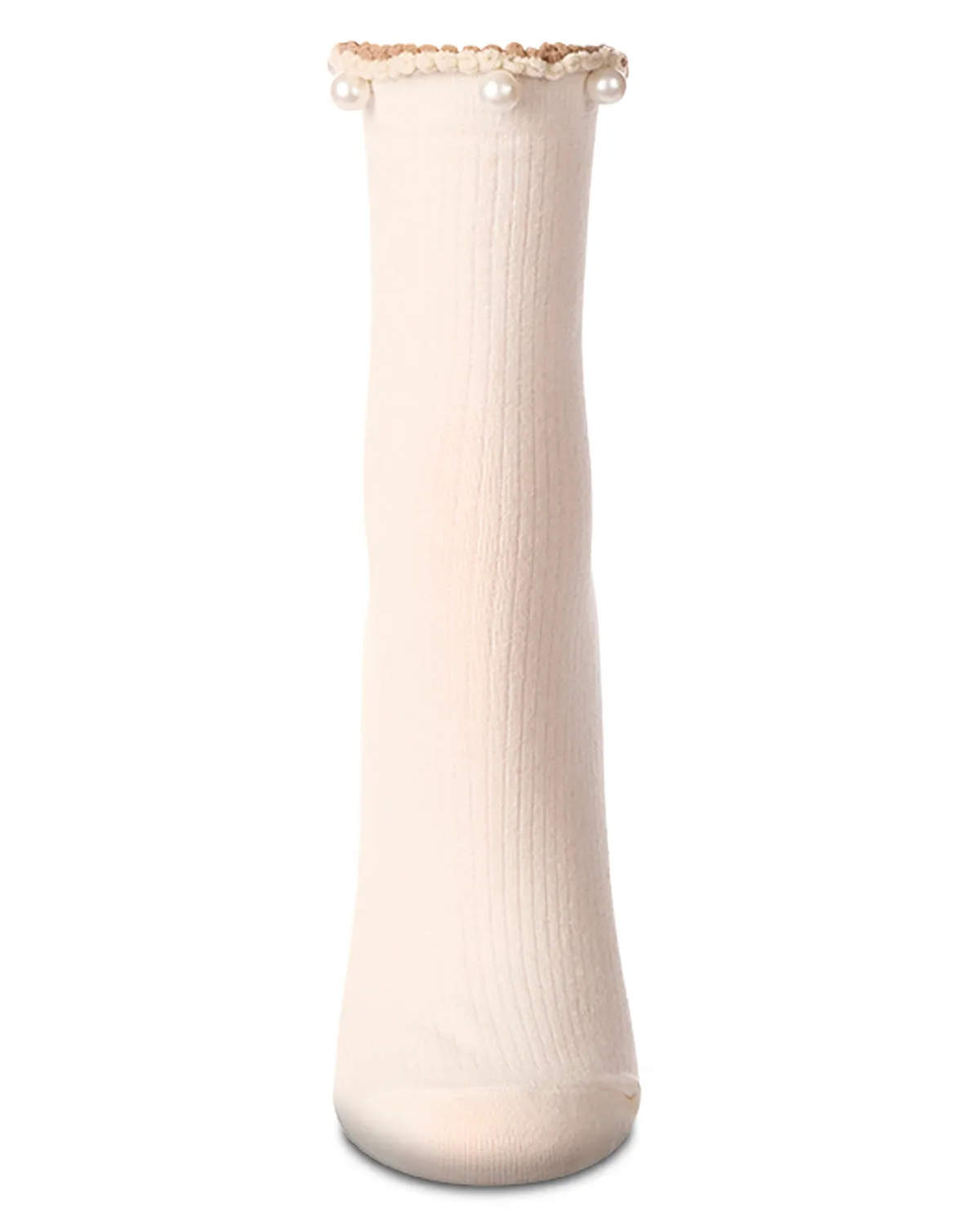 Women's Cotton Rich Faux Pearl Trimmed Lettuce Edge Ankle Sock