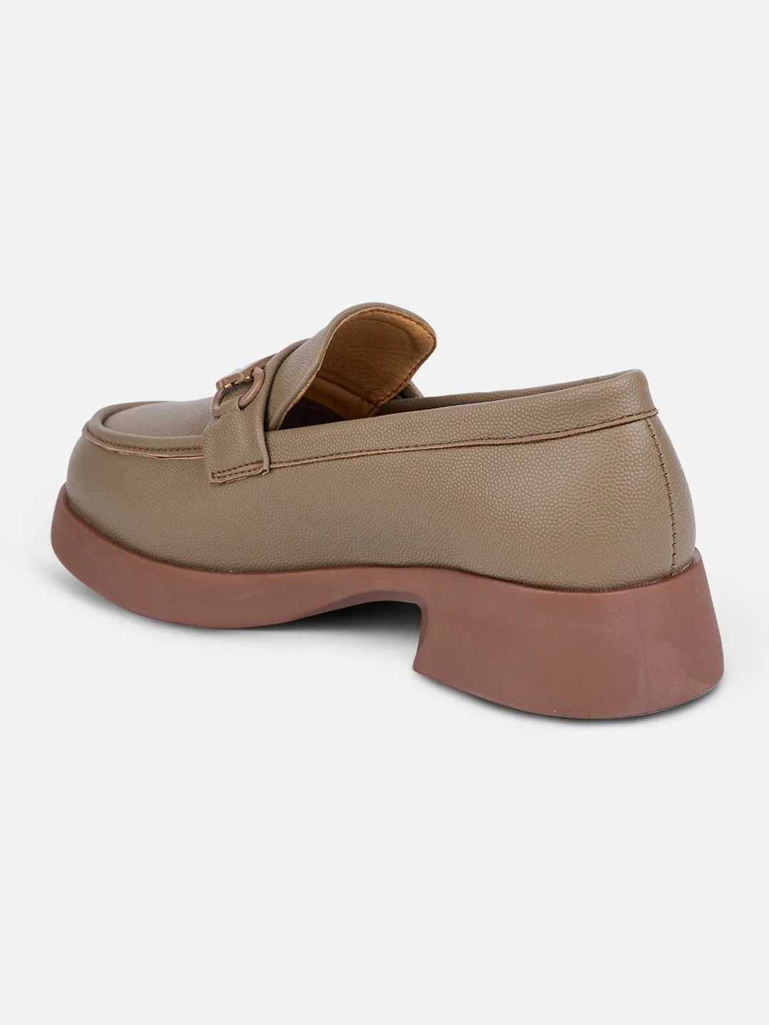 Women's Khaki Block Heel Slip On (IU2004)