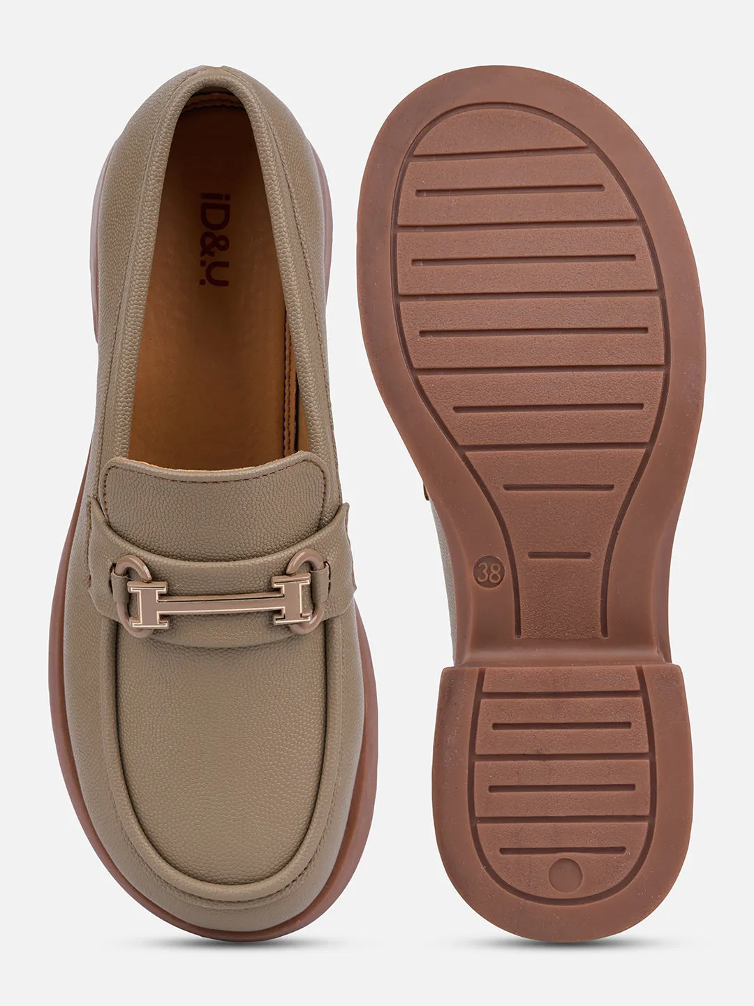 Women's Khaki Block Heel Slip On (IU2004)