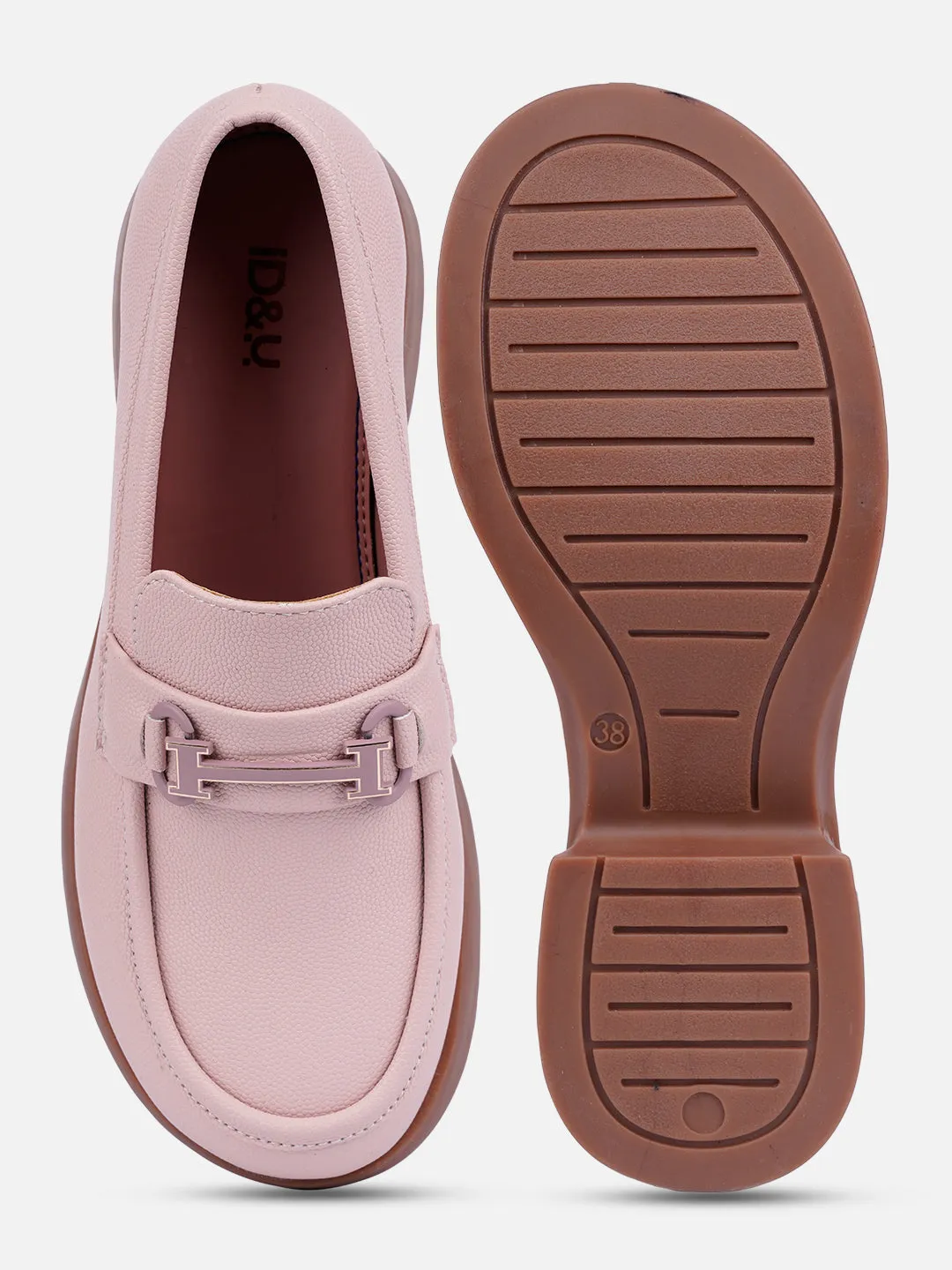 Women's Pink Block Heel Slip On (IU2004)