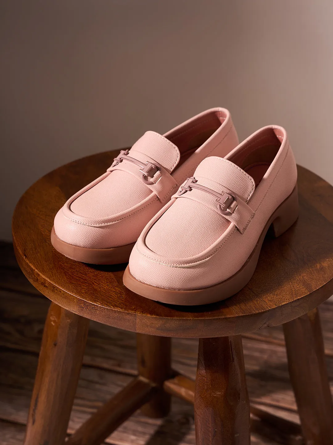 Women's Pink Block Heel Slip On (IU2004)