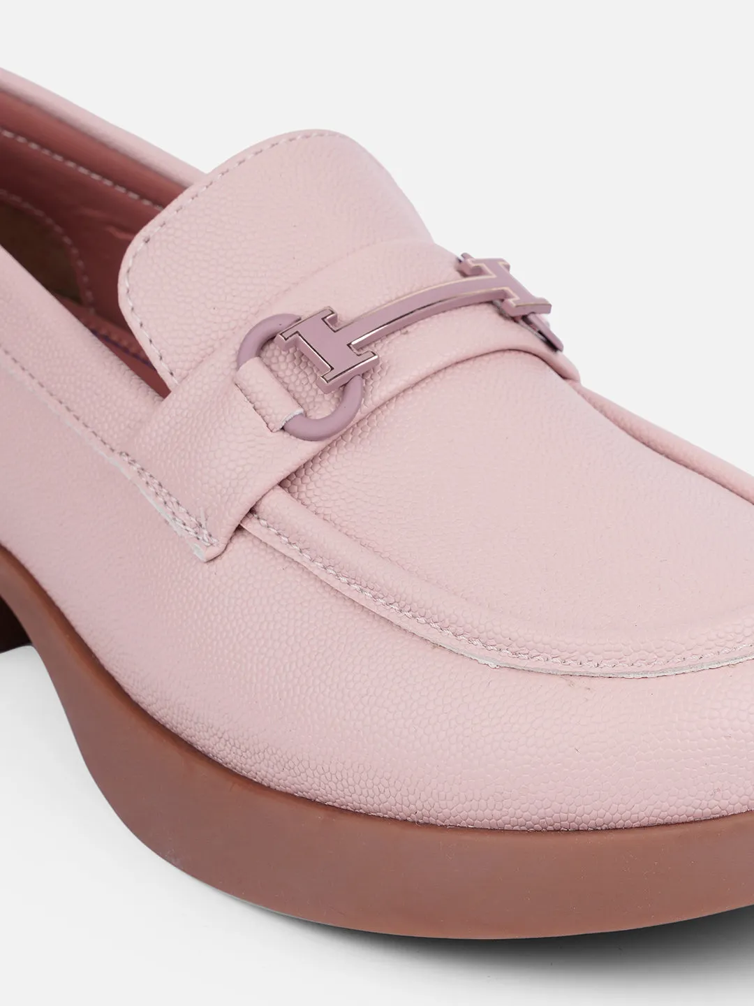 Women's Pink Block Heel Slip On (IU2004)