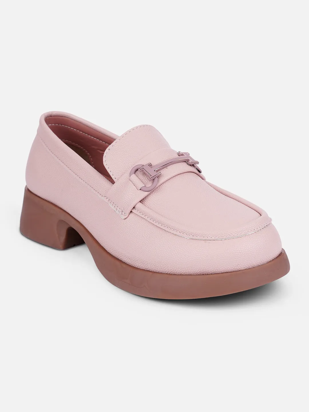 Women's Pink Block Heel Slip On (IU2004)