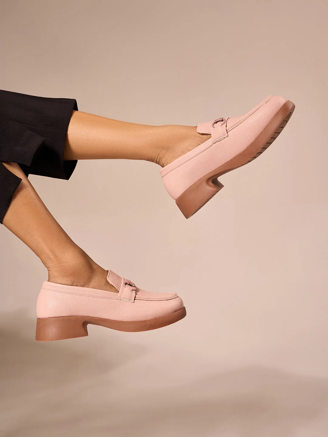 Women's Pink Block Heel Slip On (IU2004)