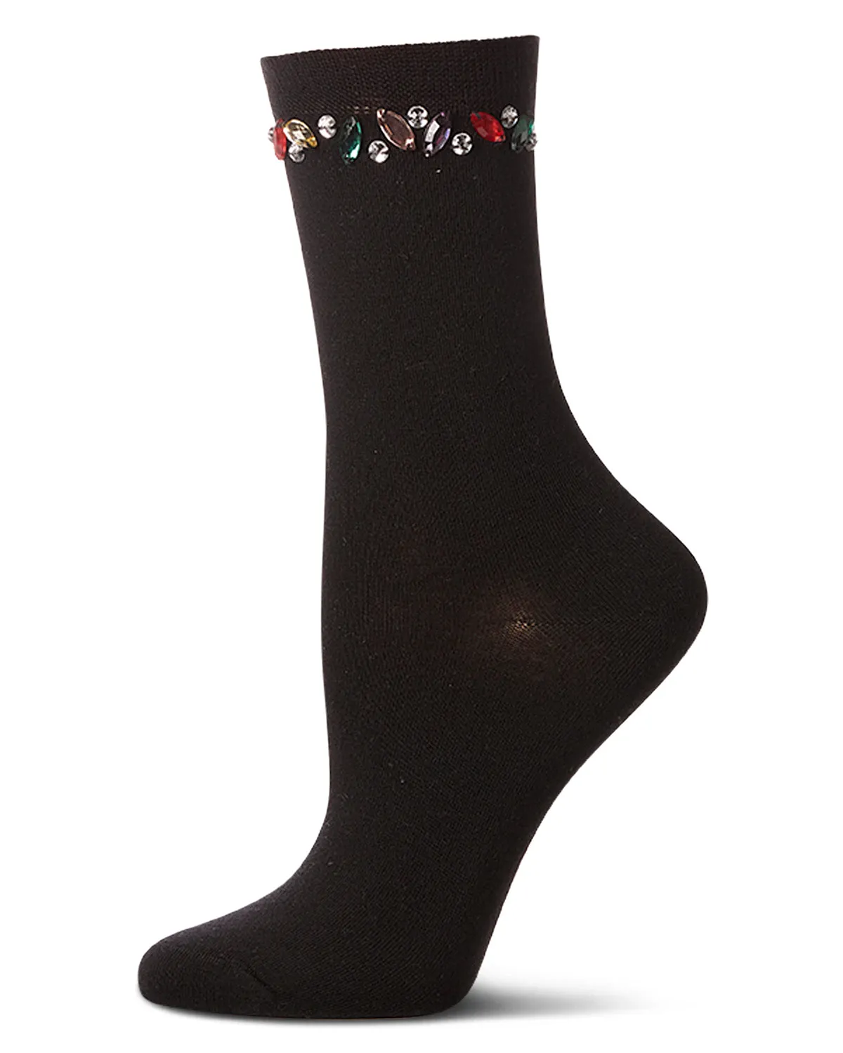 Women's "Tossed Gems" Rayon Blend Fashion Crew Sock