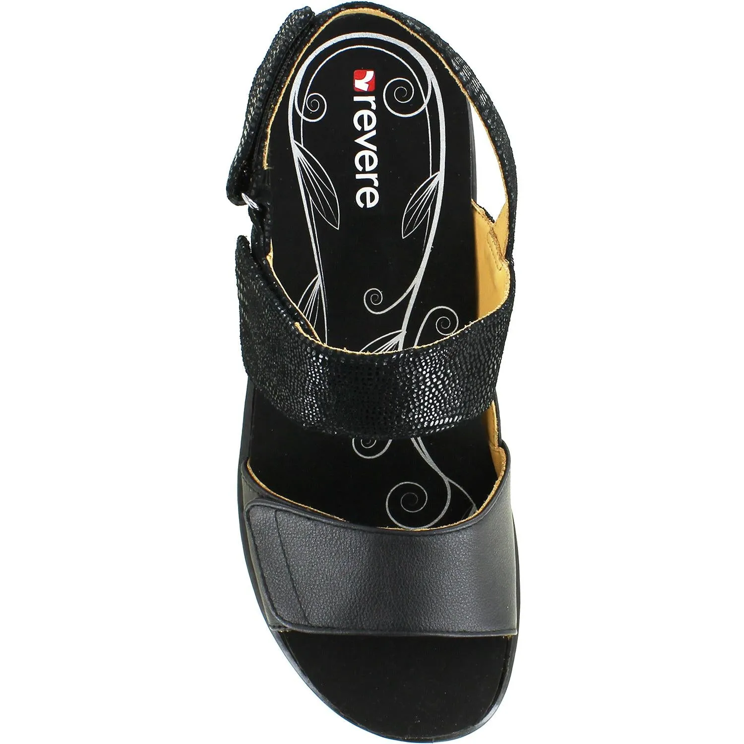 Women's Revere Como Black Lizard Leather