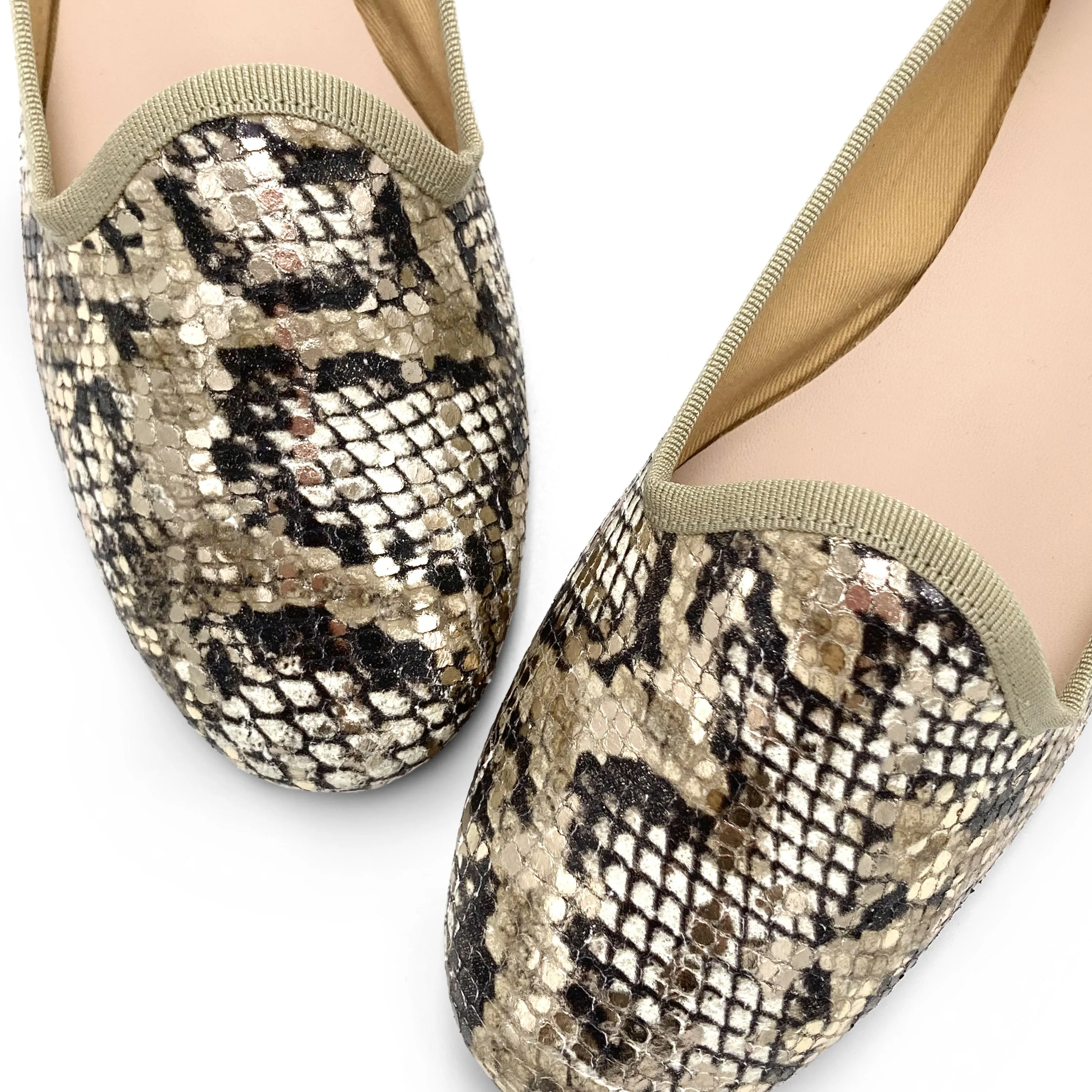 Women’s Snake Print Leather Loafers