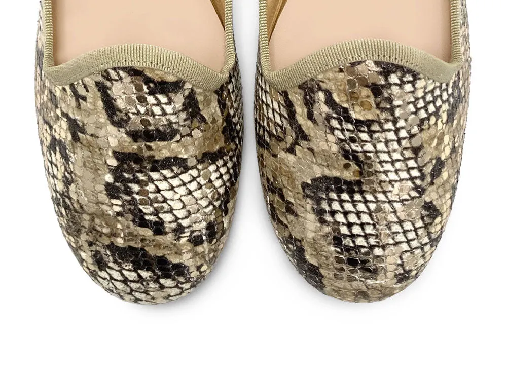 Women’s Snake Print Leather Loafers
