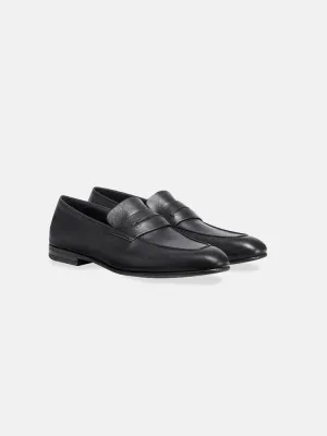 Zegna Black Leather L'asola Loafers